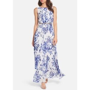 Eliza J pleated chiffon maxi dress 6p